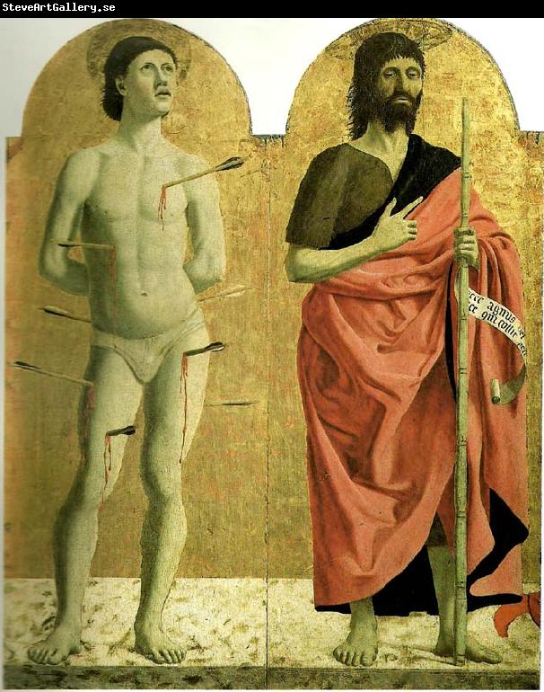 Piero della Francesca sts sebastian and john the baptist from the polyptych of the misericordia